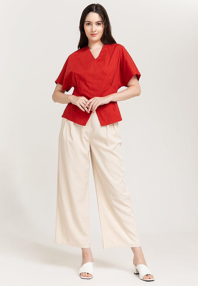 Eloise Wrap-Effect Cotton Top