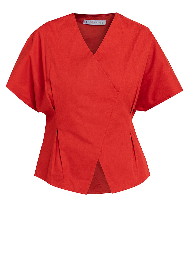 Eloise Wrap-Effect Cotton Top