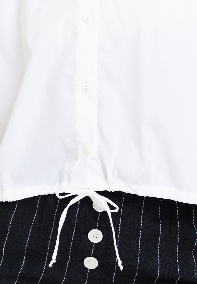 Elysia Button Down Drawstring Cropped Top