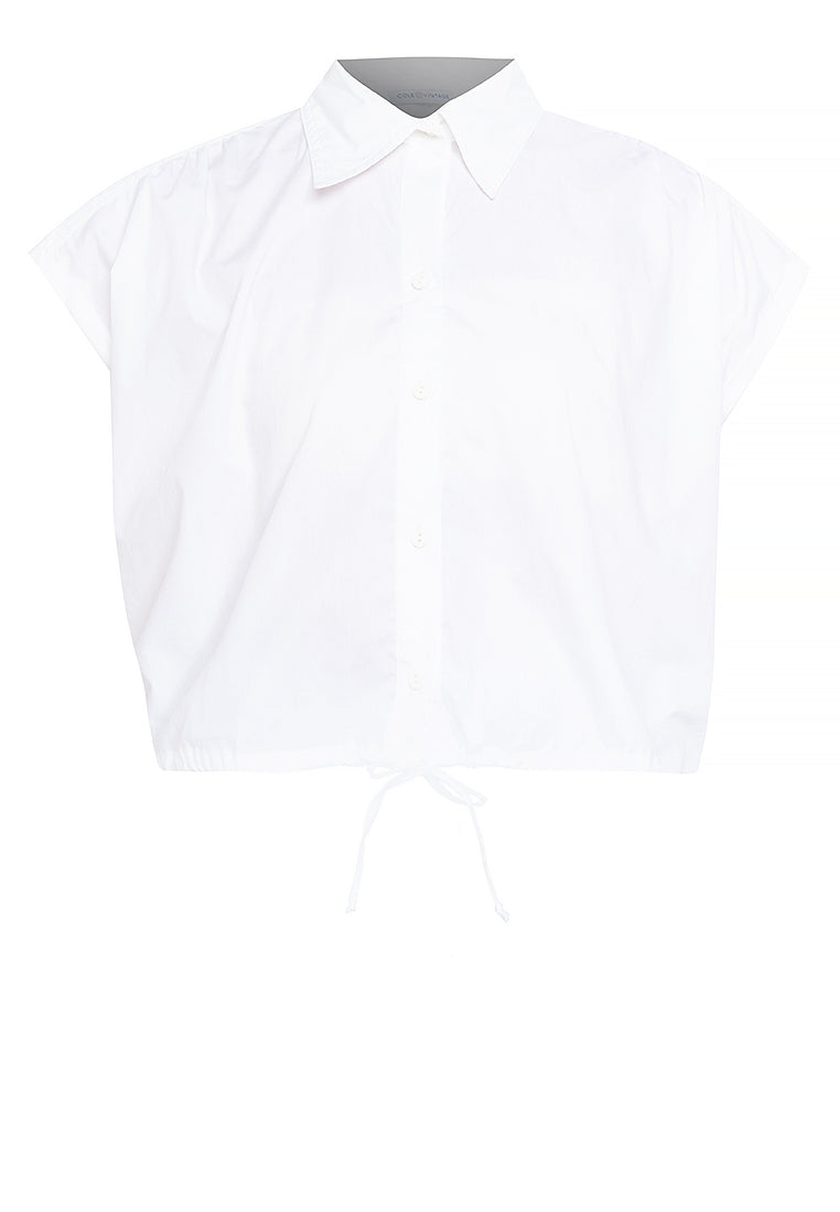 Elysia Button Down Drawstring Cropped Top