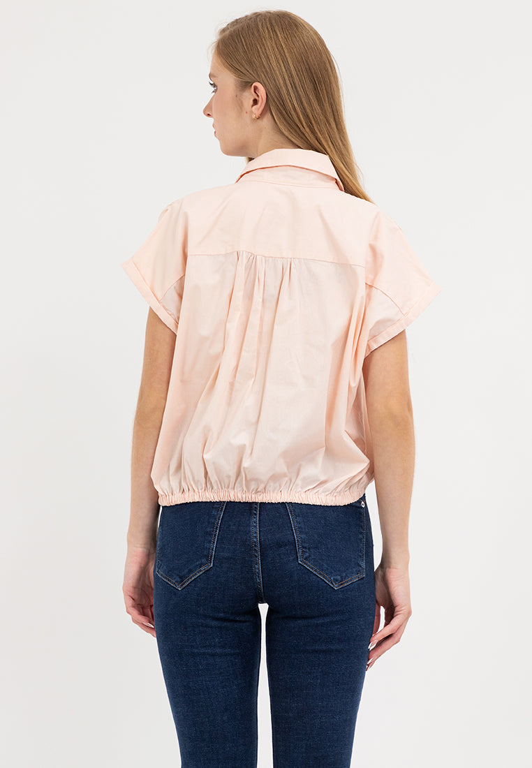 Elysia Button Down Drawstring Cropped Top