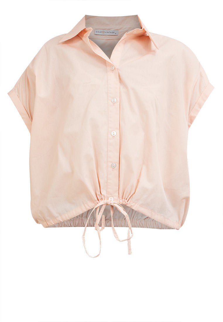 Elysia Button Down Drawstring Cropped Top