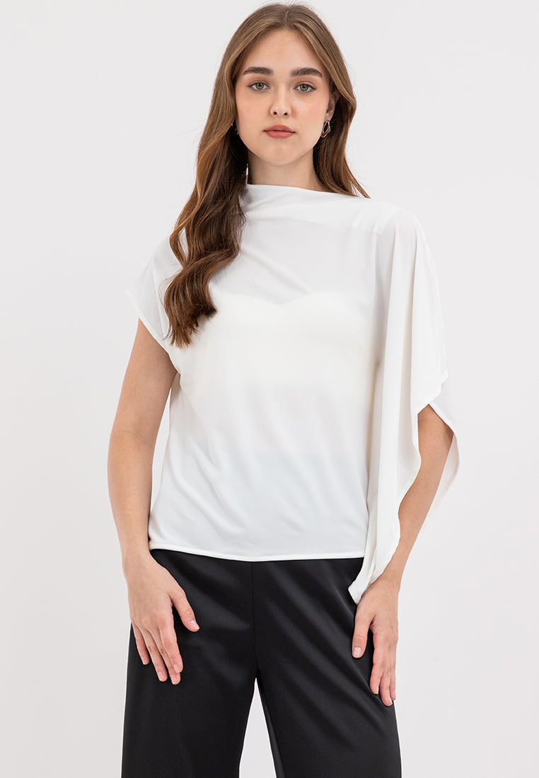 Emi Asymmetric Drape Sleeves Top