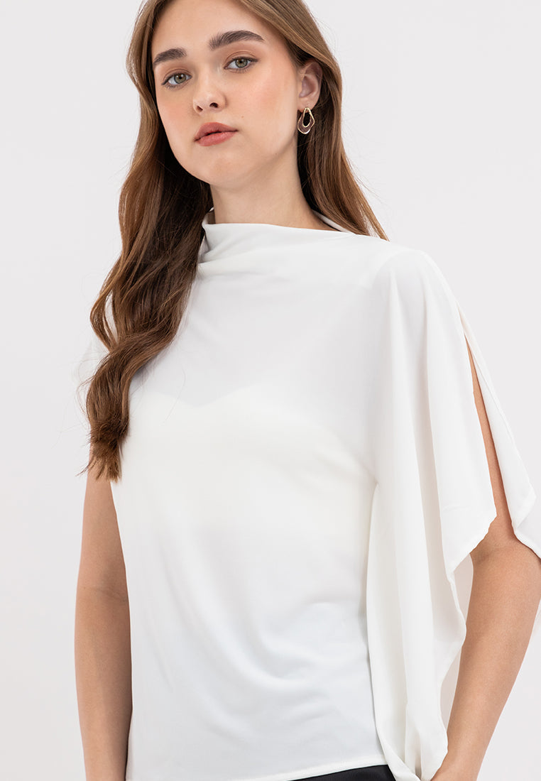 Emi Asymmetric Drape Sleeves Top