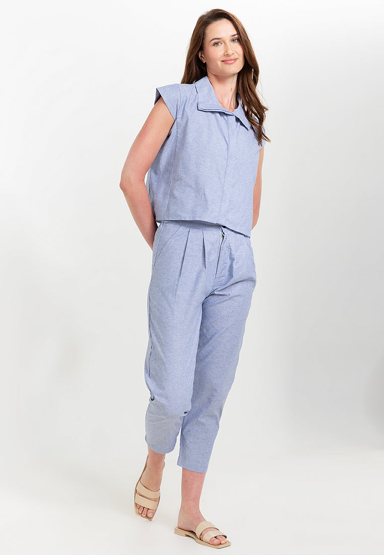 Gisella Button Down Chambray Terno Set