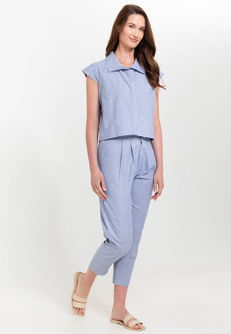 Gisella Button Down Chambray Terno Set