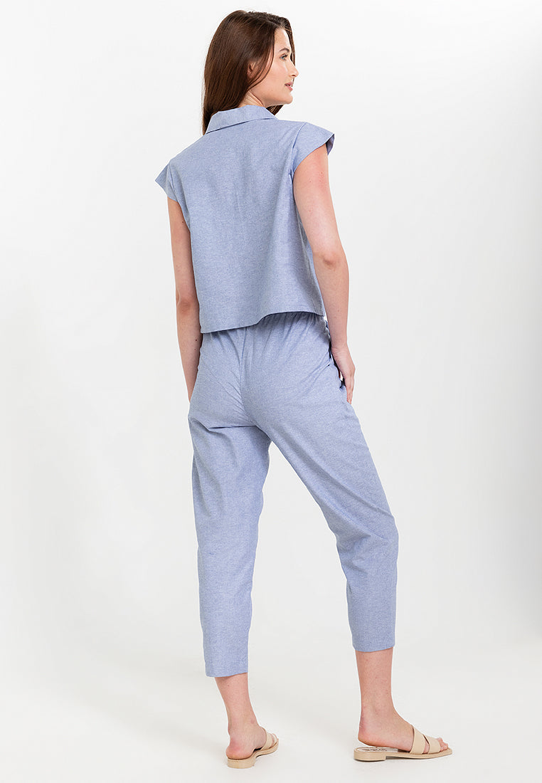 Gisella Button Down Chambray Terno Set