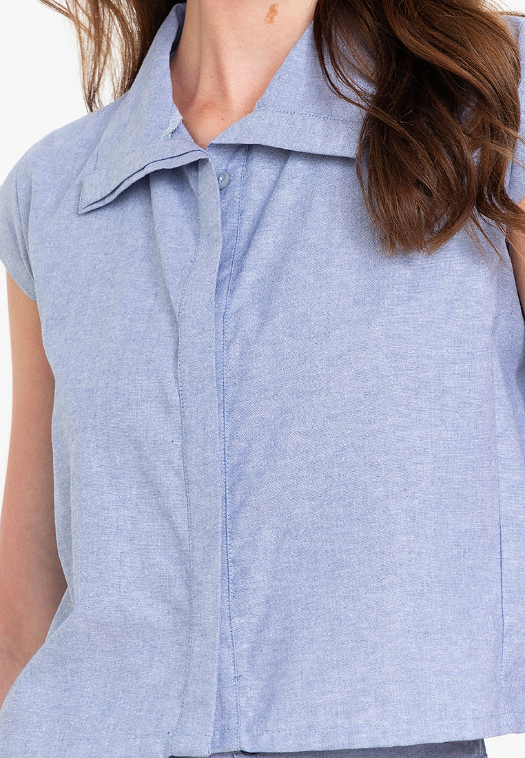Gisella Button Down Chambray Terno Set