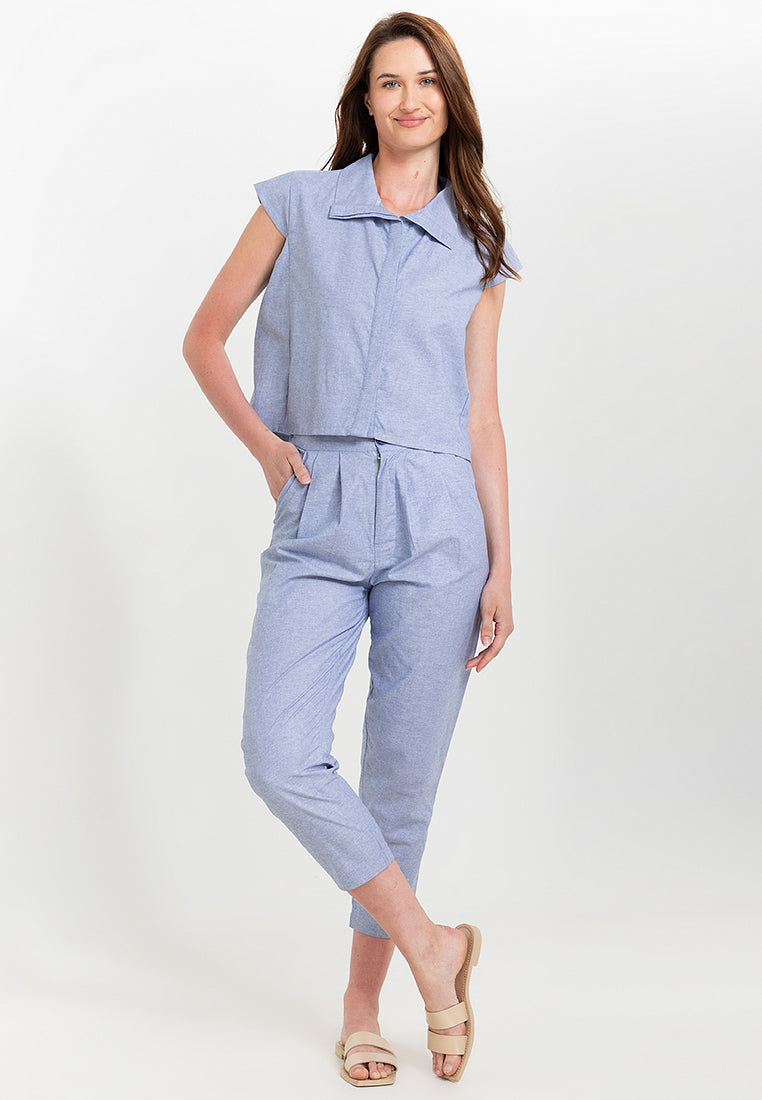 Gisella Button Down Chambray Terno Set