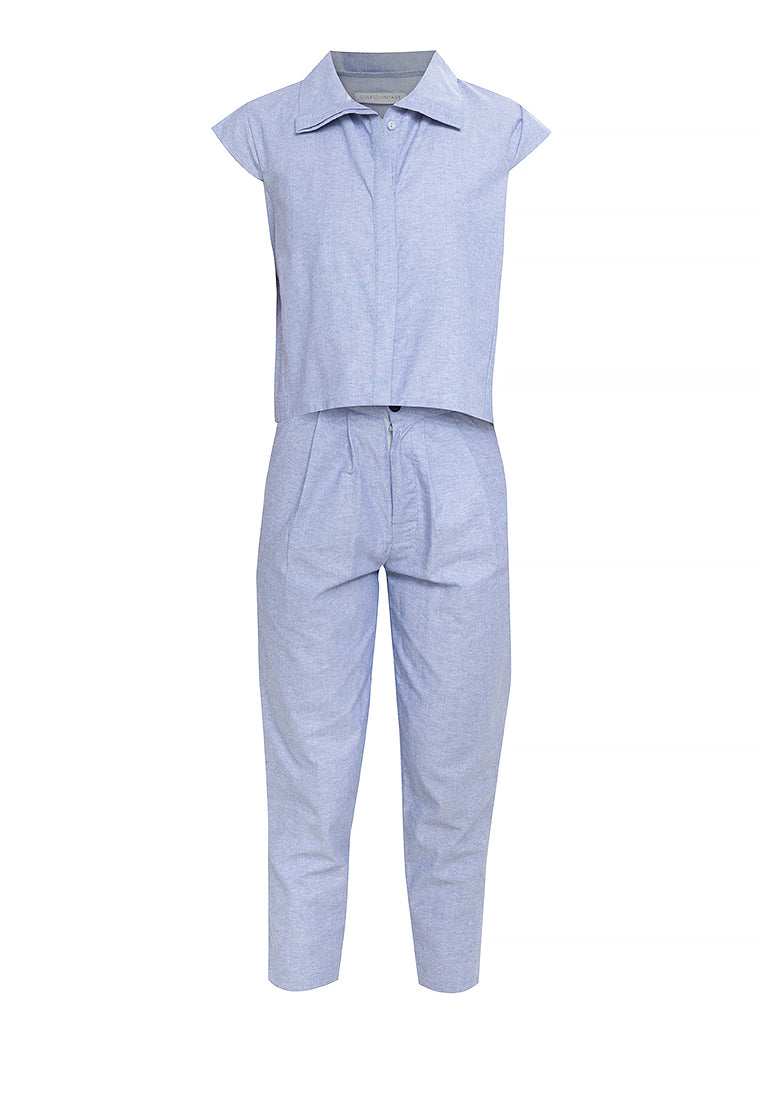 Gisella Button Down Chambray Terno Set