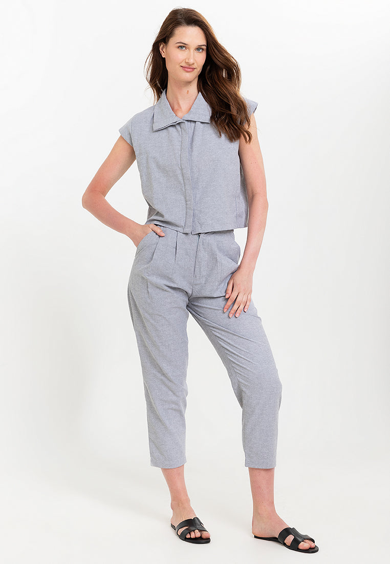 Gisella Button Down Chambray Terno Set