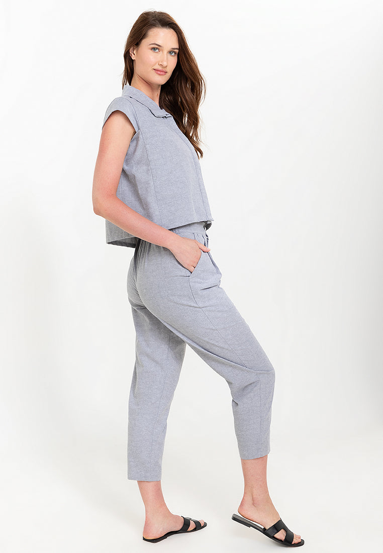 Gisella Button Down Chambray Terno Set