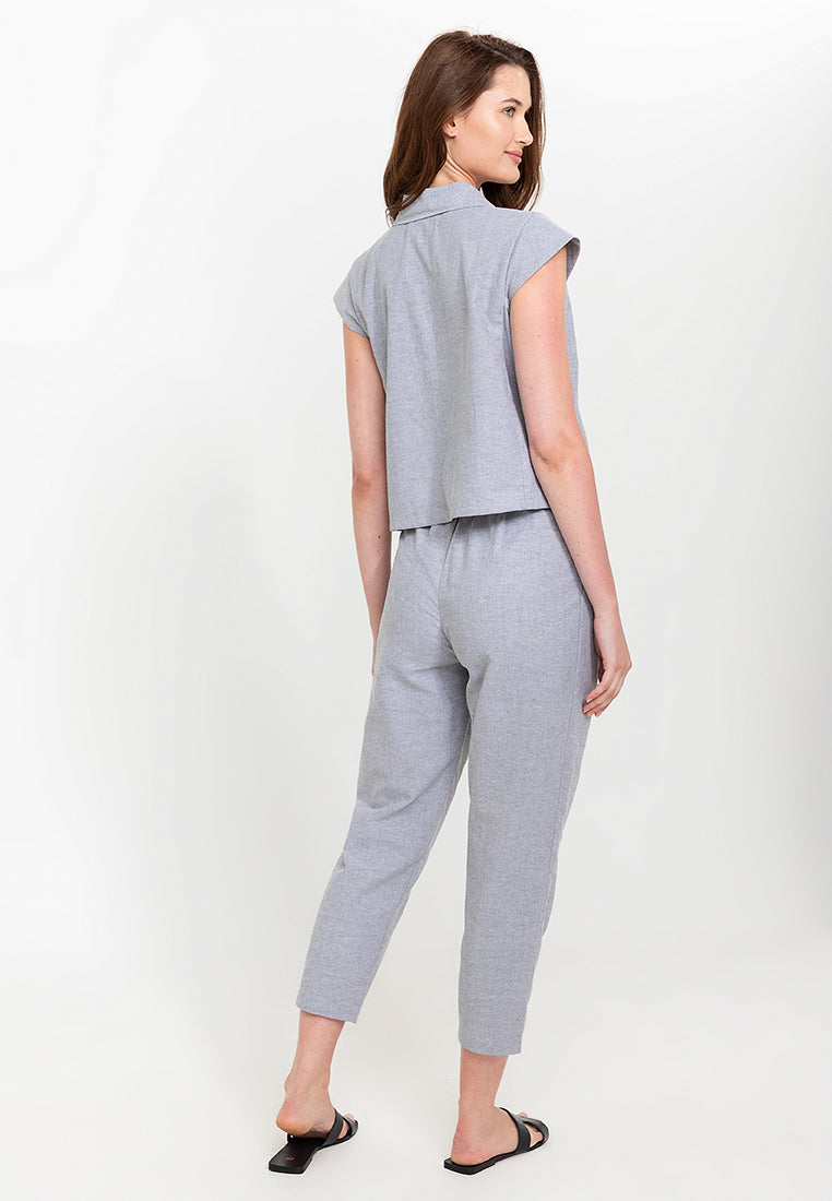 Gisella Button Down Chambray Terno Set