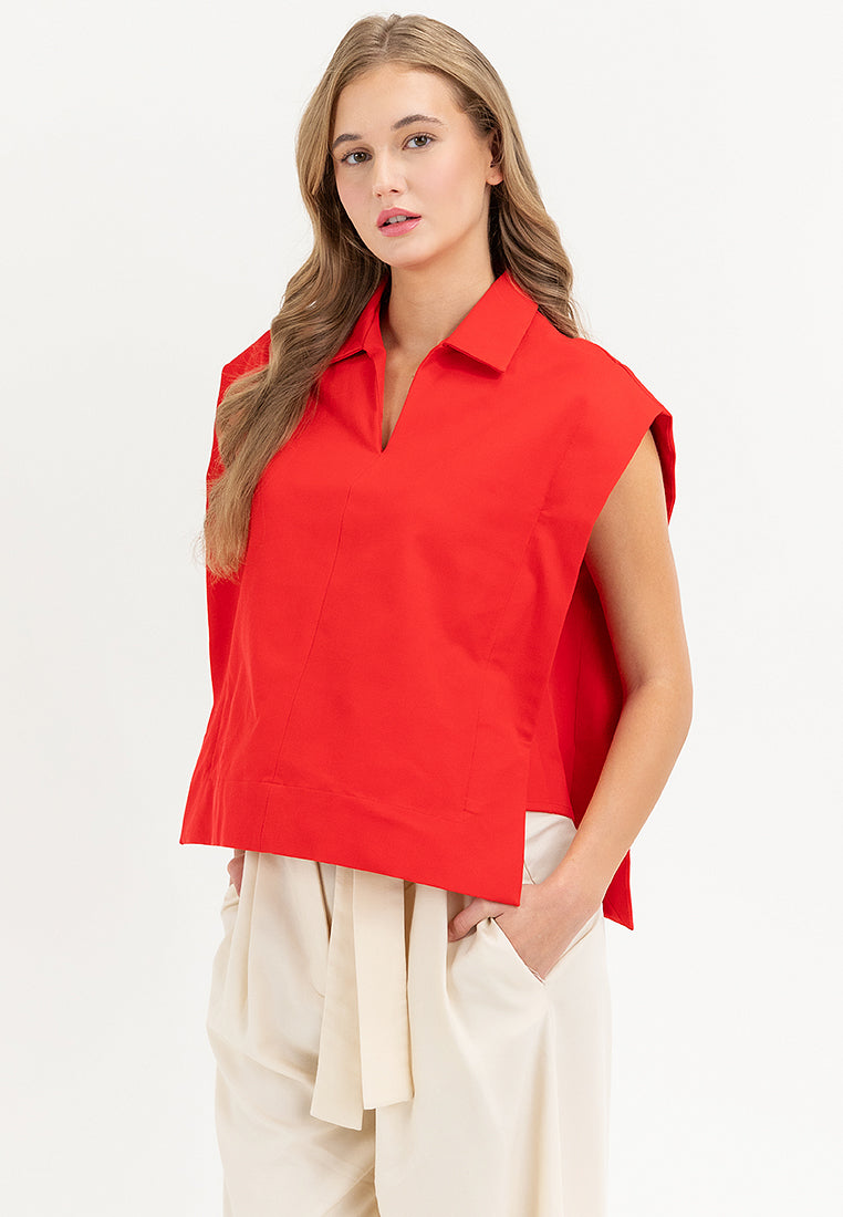 Kareen Collared Neckline Cotton Top