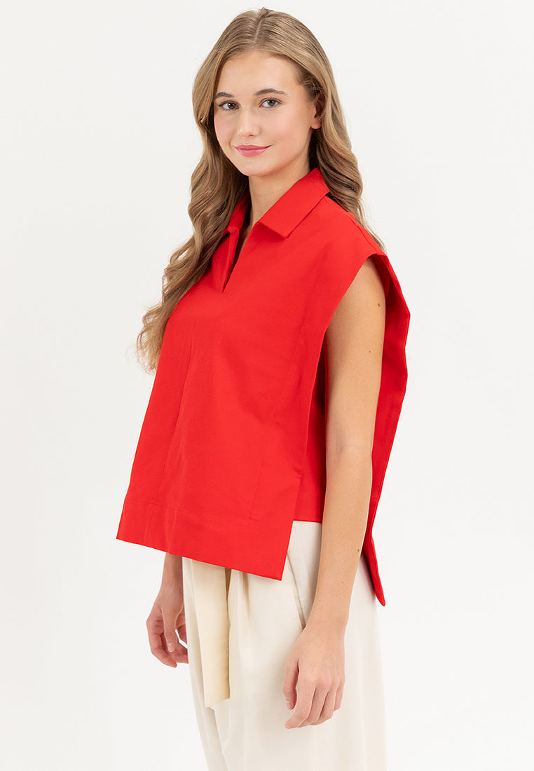 Kareen Collared Neckline Cotton Top