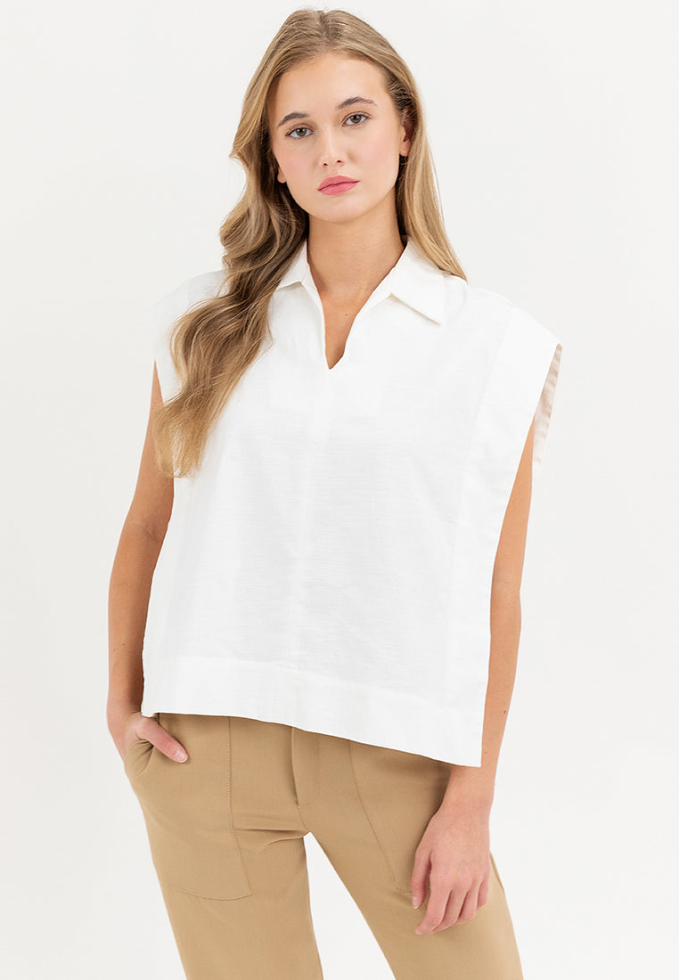 Kareen Collared Neckline Cotton Top