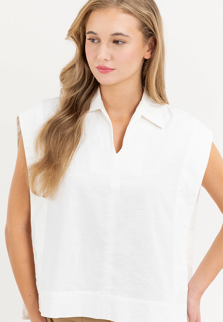 Kareen Collared Neckline Cotton Top