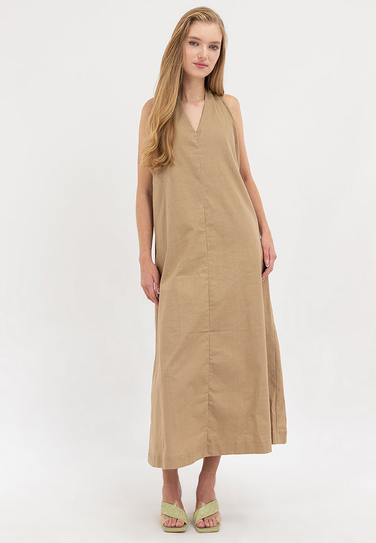 Kira Halter Sleeves Maxi Dress