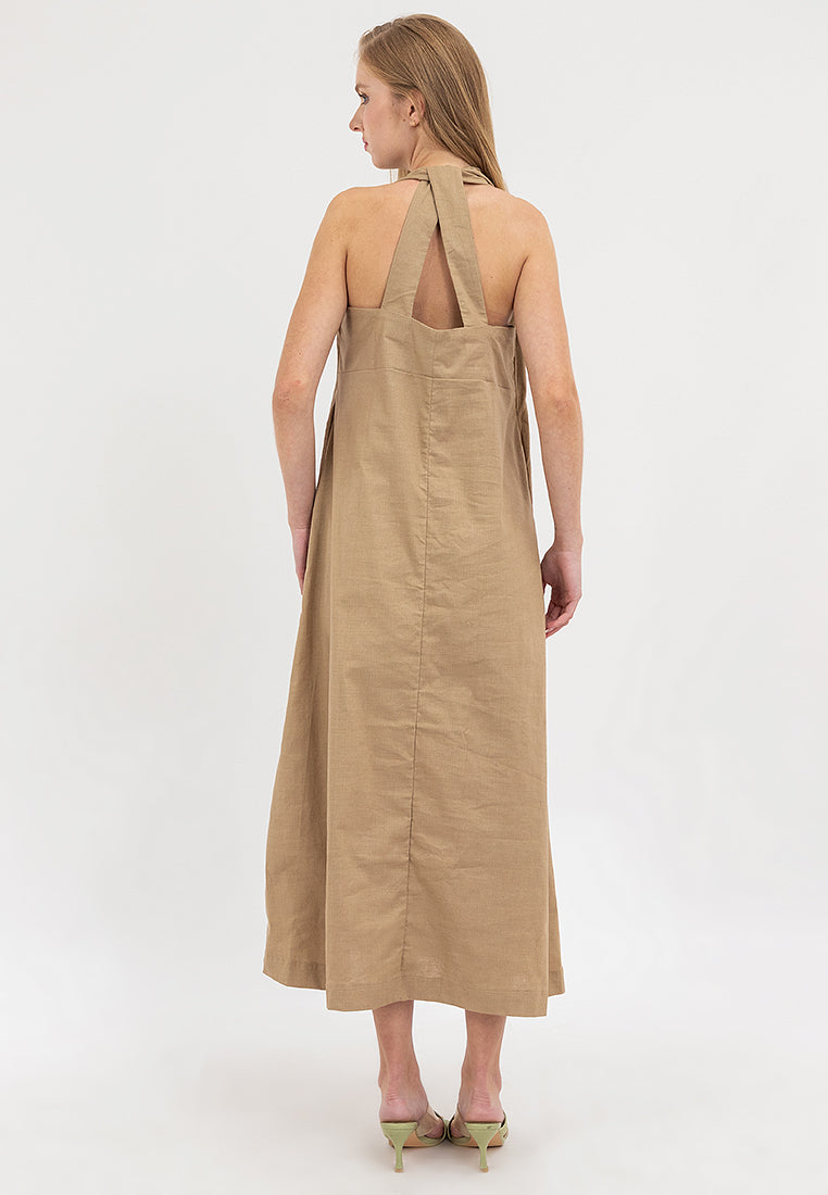 Kira Halter Sleeves Maxi Dress
