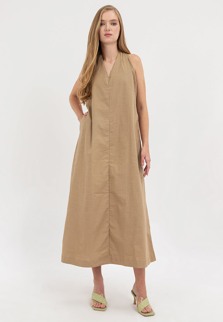 Kira Halter Sleeves Maxi Dress