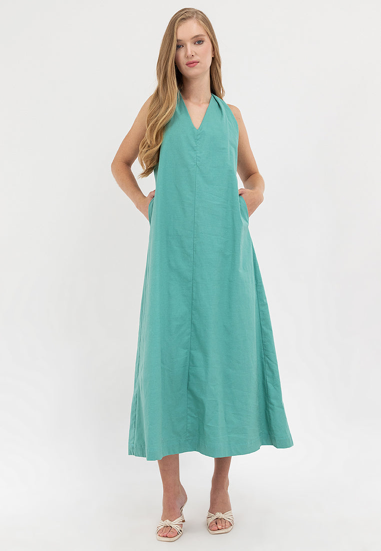 Kira Halter Sleeves Maxi Dress