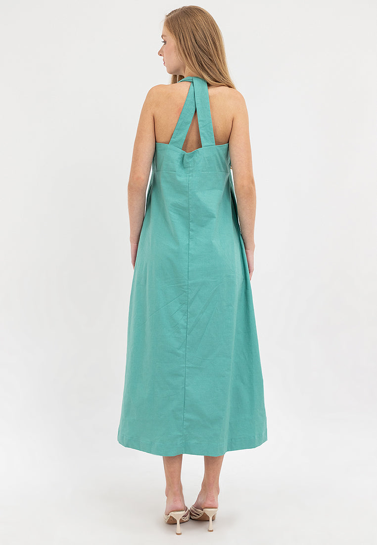 Kira Halter Sleeves Maxi Dress