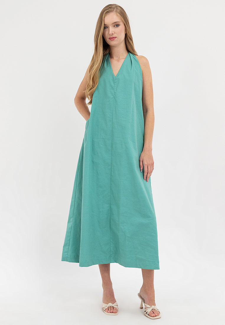 Kira Halter Sleeves Maxi Dress