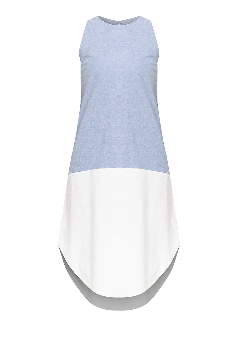 Liora Two-Tone Sleeveless Cotton Short Dress