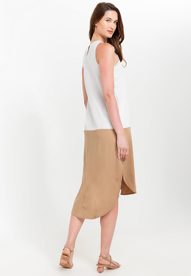 Liora Two-Tone Sleeveless Cotton Short Dress