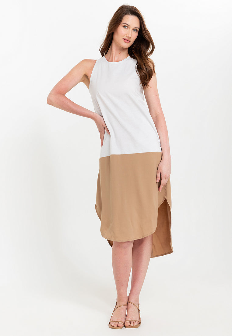 Liora Two-Tone Sleeveless Cotton Short Dress