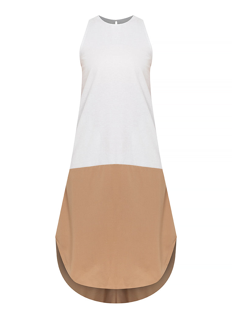 Liora Two-Tone Sleeveless Cotton Short Dress