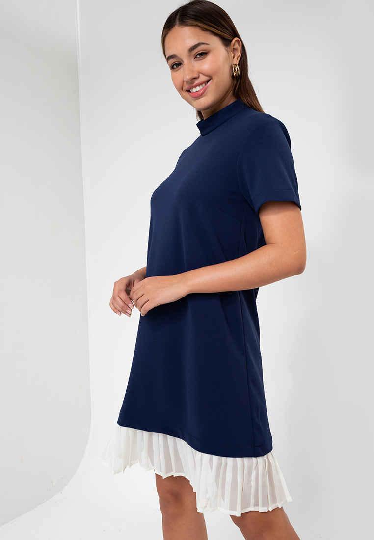 Lucille Pleated Hem Short Dress