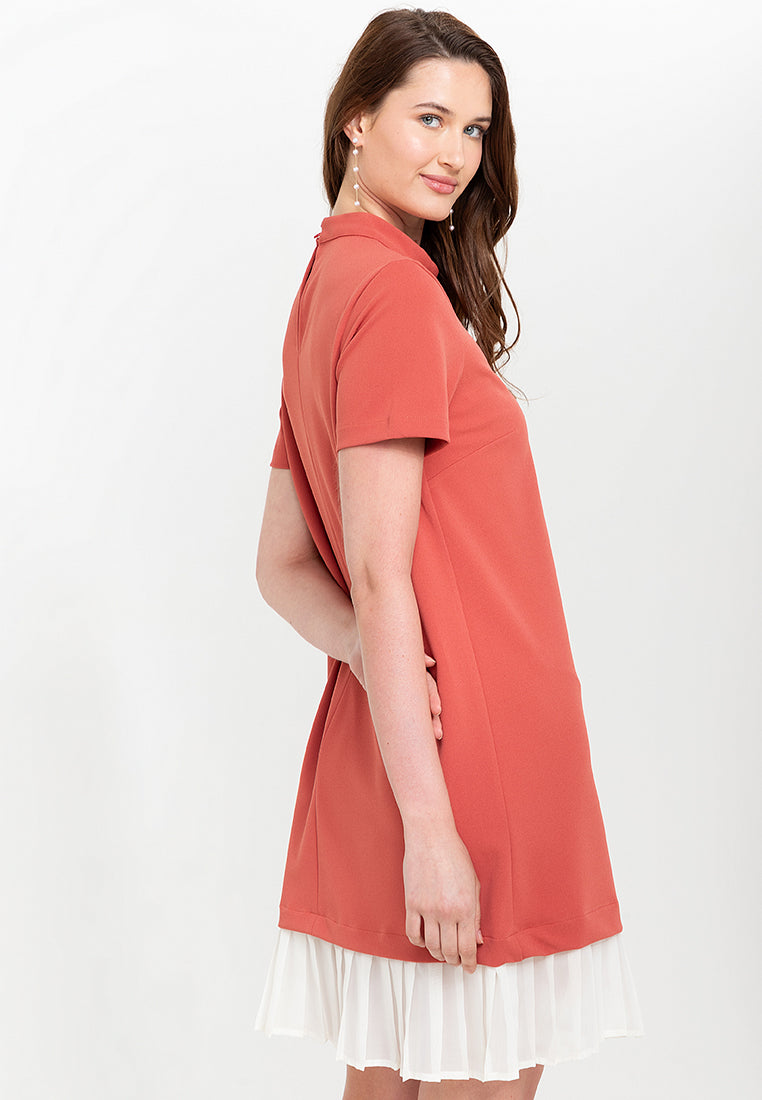 Lucille Pleated Hem Short Dress