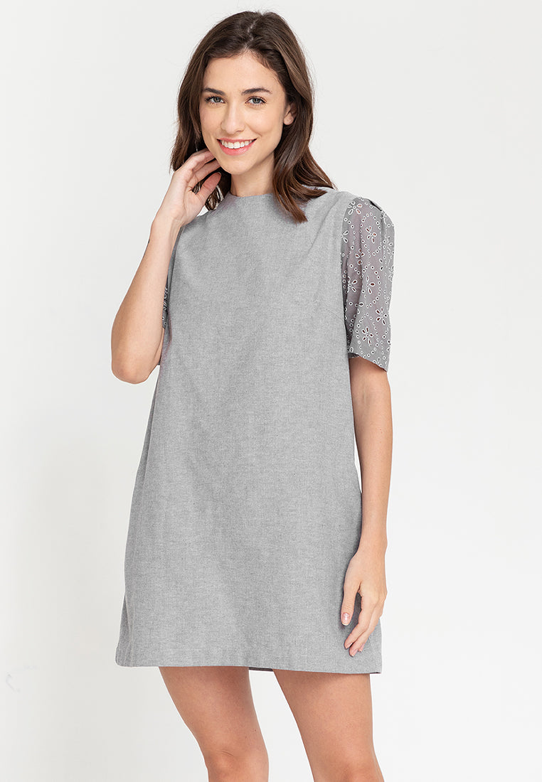 Phoebe Eyelet Sleeves Short Dress