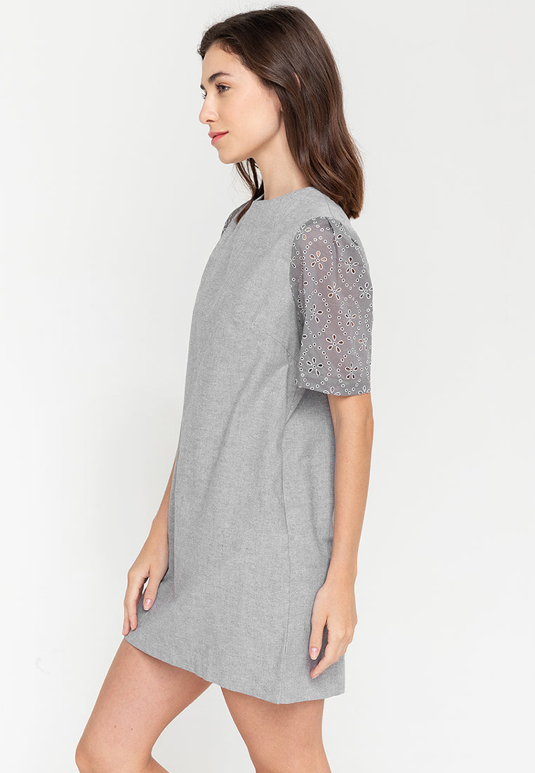 Phoebe Eyelet Sleeves Short Dress