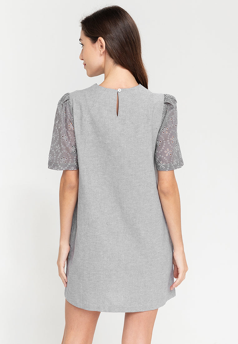 Phoebe Eyelet Sleeves Short Dress
