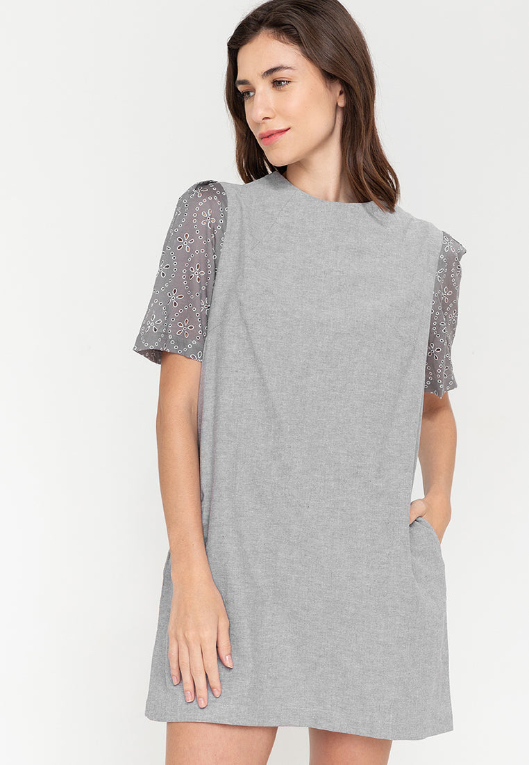 Phoebe Eyelet Sleeves Short Dress