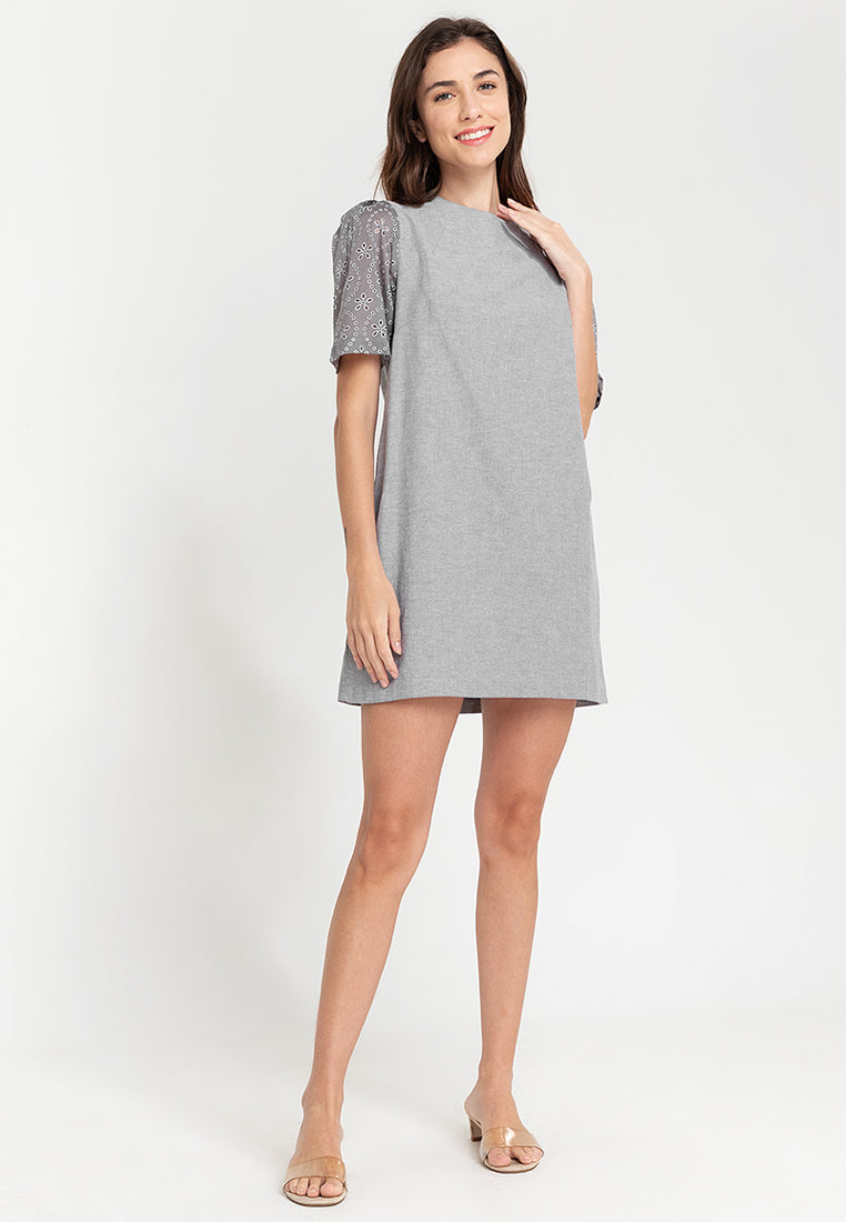 Phoebe Eyelet Sleeves Short Dress