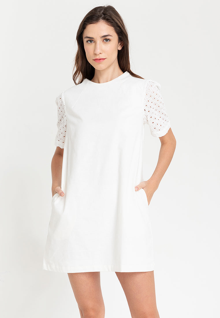 Phoebe Eyelet Sleeves Short Dress