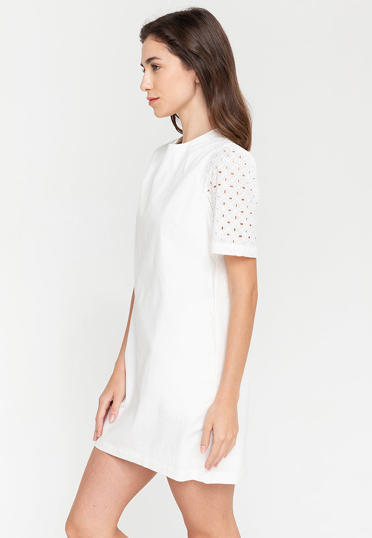 Phoebe Eyelet Sleeves Short Dress