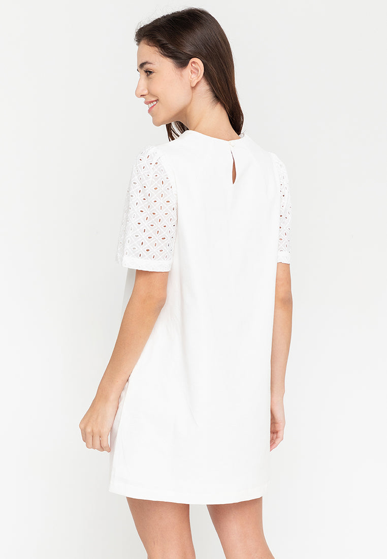 Phoebe Eyelet Sleeves Short Dress