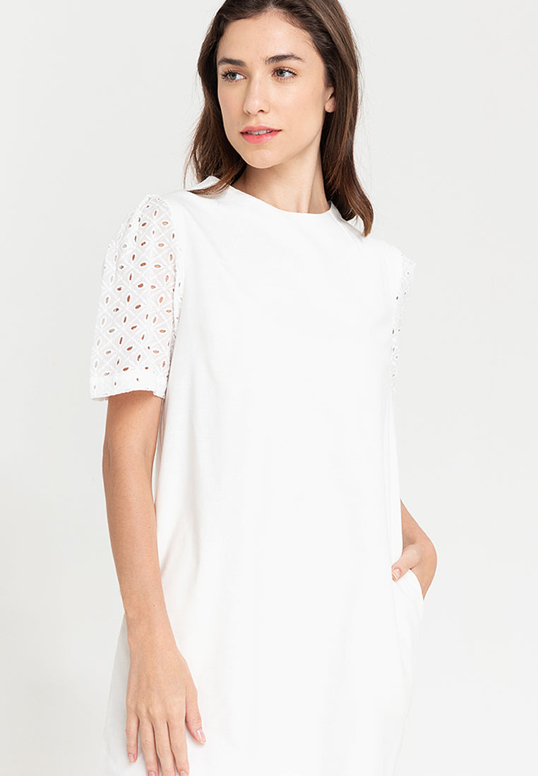 Phoebe Eyelet Sleeves Short Dress