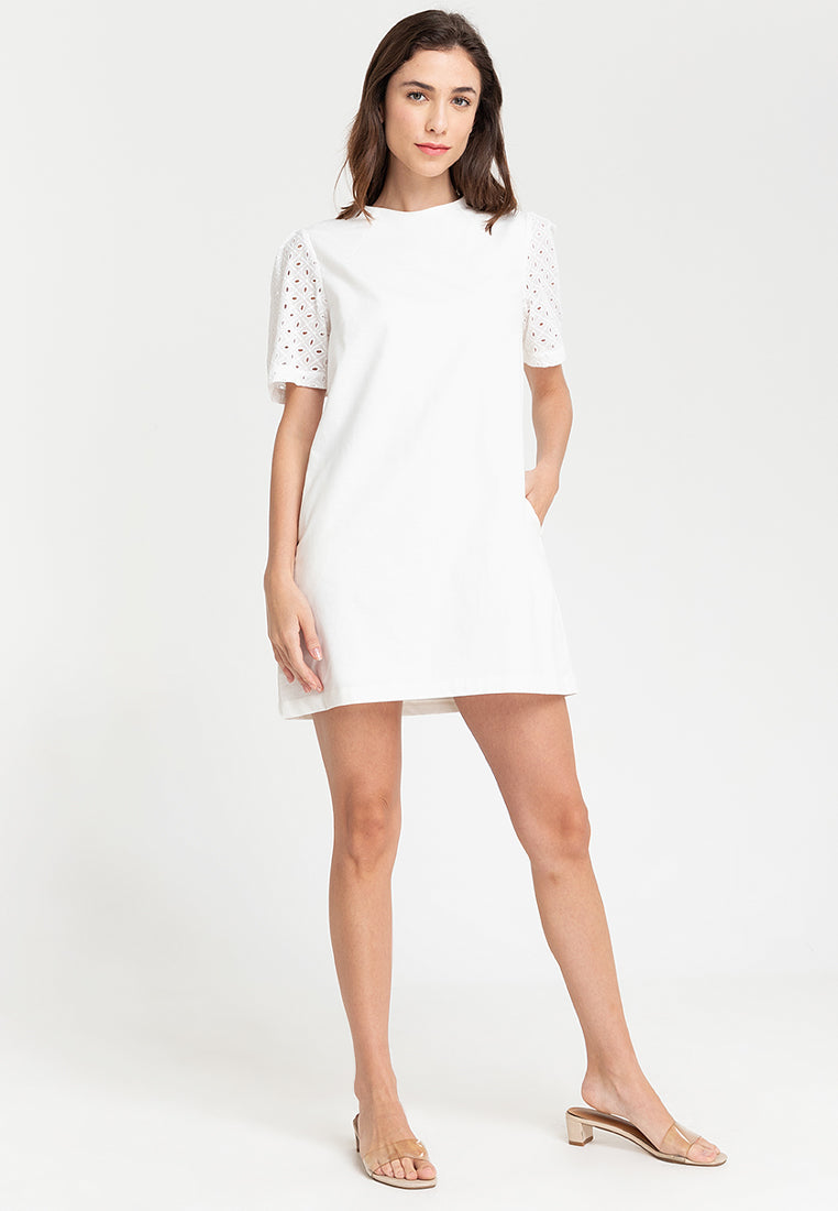 Phoebe Eyelet Sleeves Short Dress