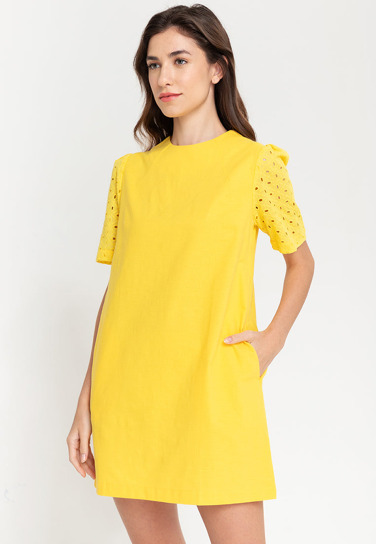 Phoebe Eyelet Sleeves Short Dress