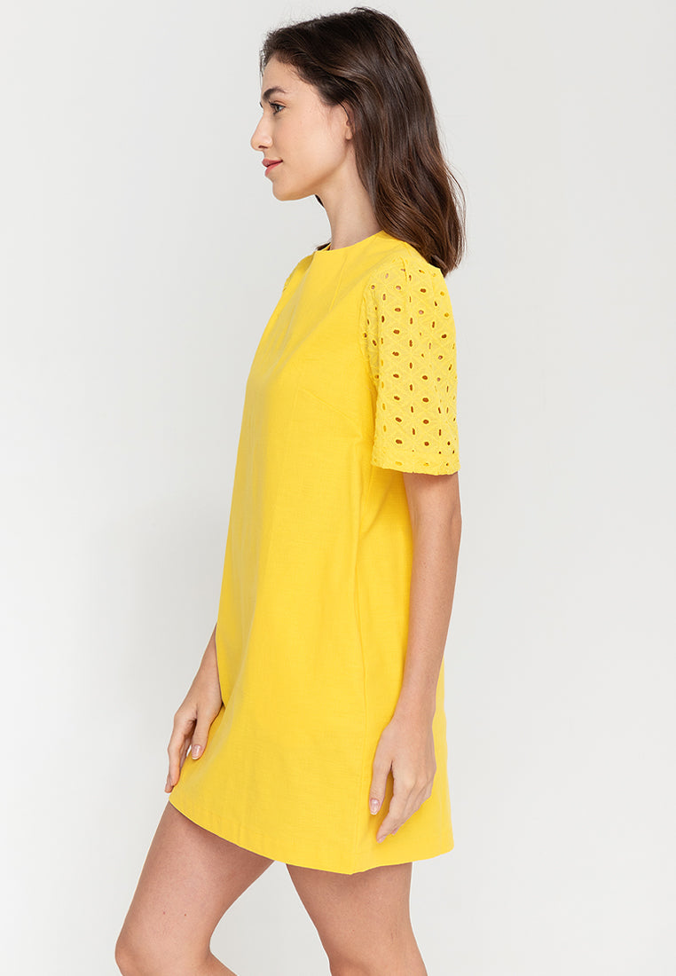 Phoebe Eyelet Sleeves Short Dress