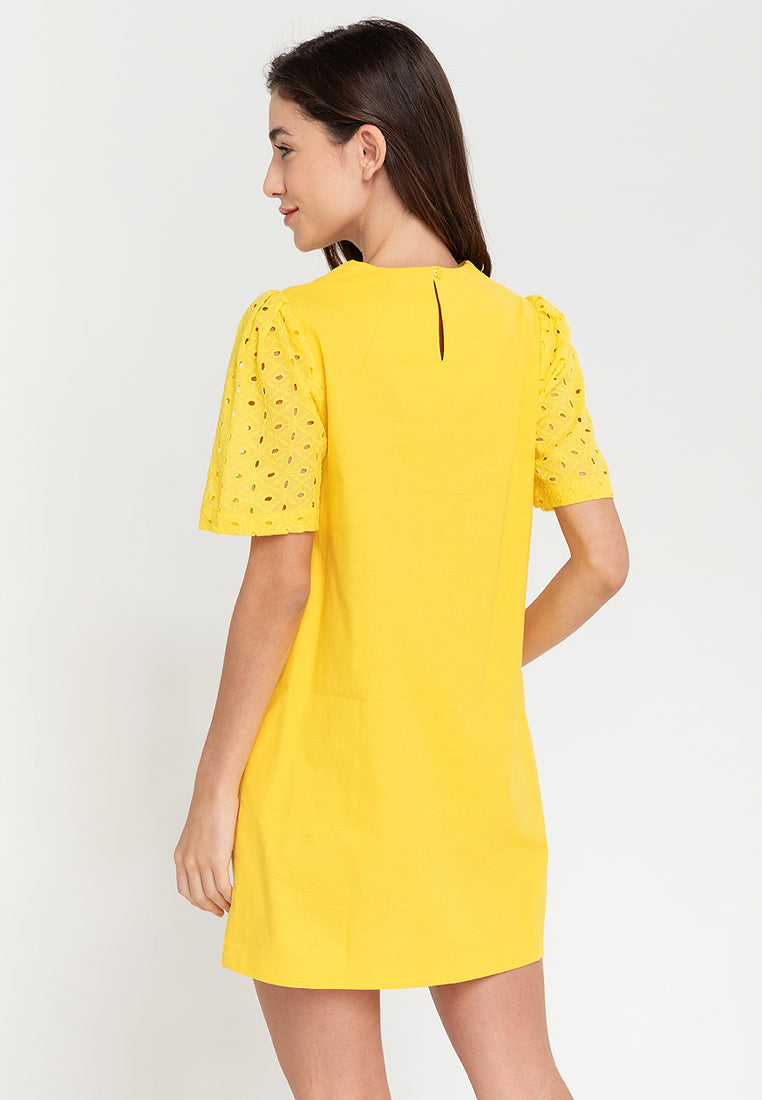 Phoebe Eyelet Sleeves Short Dress