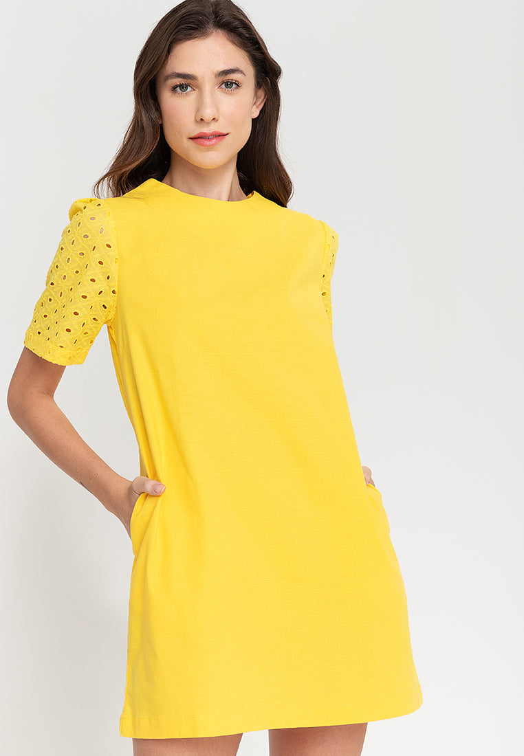 Phoebe Eyelet Sleeves Short Dress