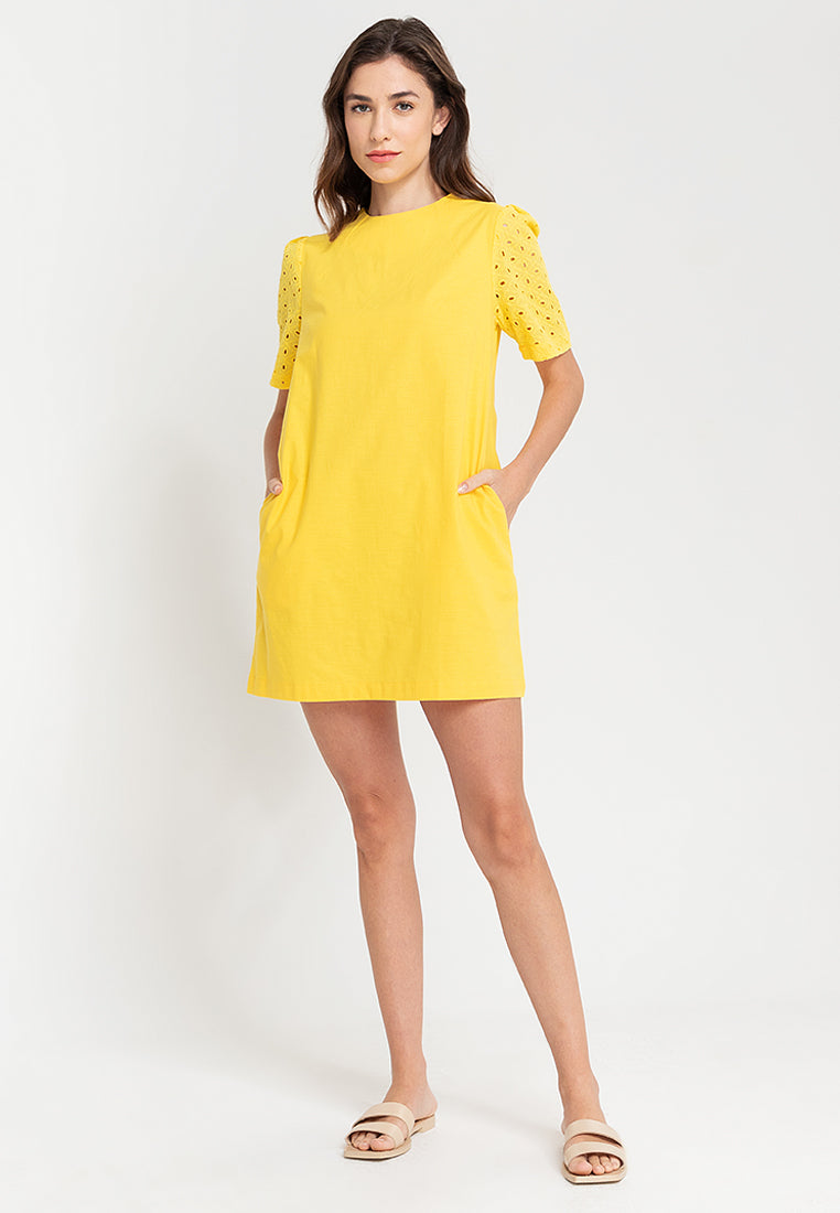 Phoebe Eyelet Sleeves Short Dress