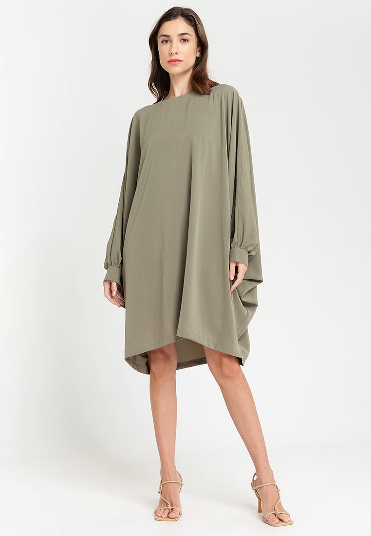 Ravia Batwing Long Sleeves Short Dress