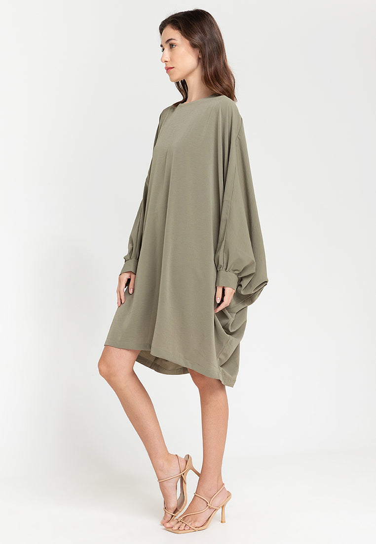 Ravia Batwing Long Sleeves Short Dress